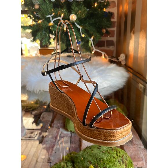 JIMMY CHOO Black Drive Strappy Espadrilles SZ 37 - Picture 4 of 14